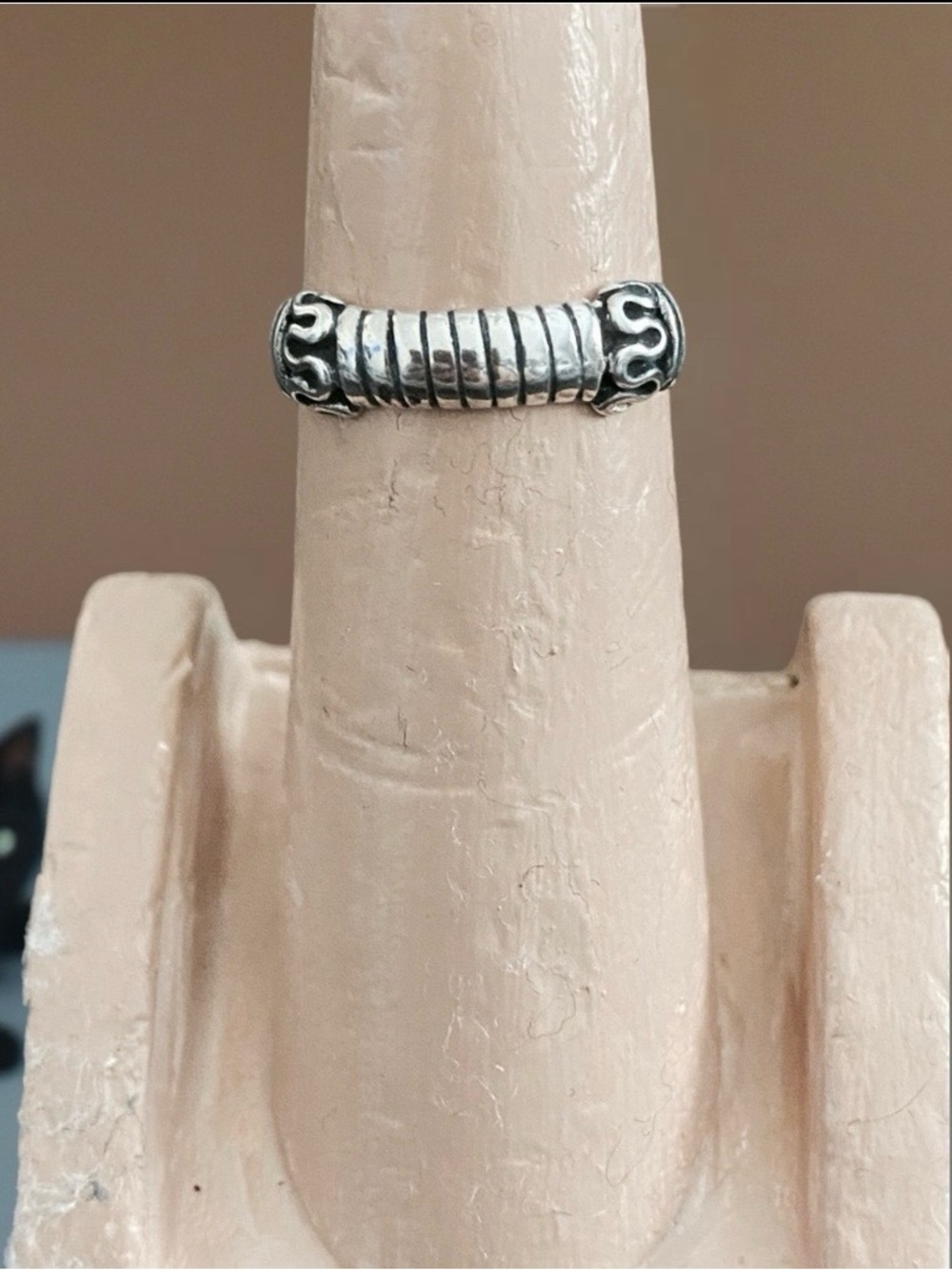 Vintage Bali-style tribal sterling silver toe ring